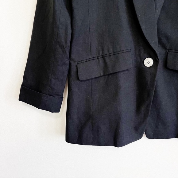 BOGO! J. Crew Unstructured Blazer Black Cotton Linen Size 0 - Picture 5 of 9